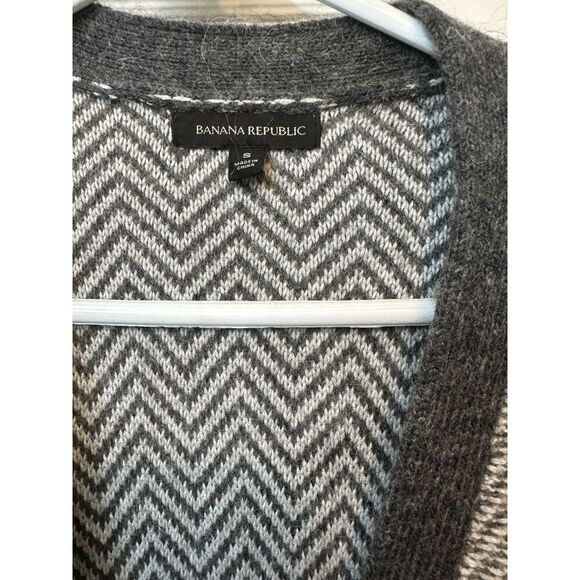 Banana Republic Herringbone Cardigan Grey Mohair Wool Size Small Sweater Long - Picture 3 of 4